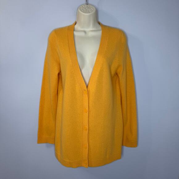 Isaac Mizrahi Live! Cashmere Button Front Cardigan V Neck Orange Women's S - Picture 1 of 9